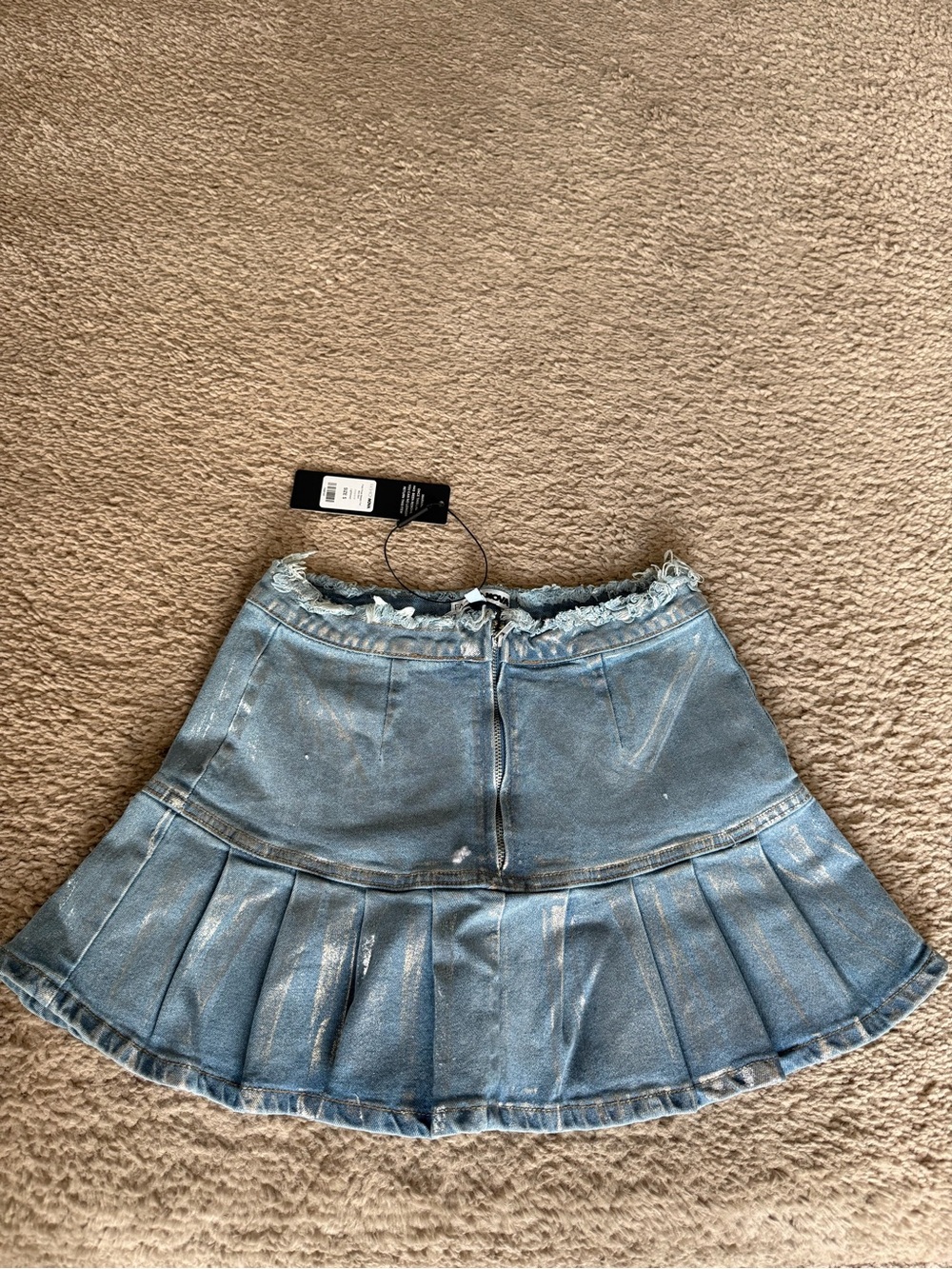 Fashion Nova Metallic Denim Mini Skirt